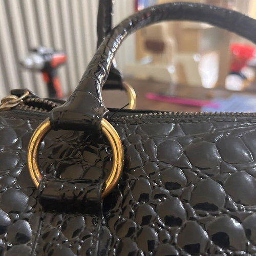 Martissima black croco pattern barrel handbag