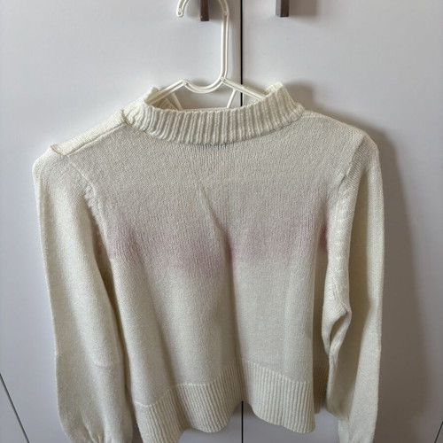 Lcw casual white knit sweater with stripes