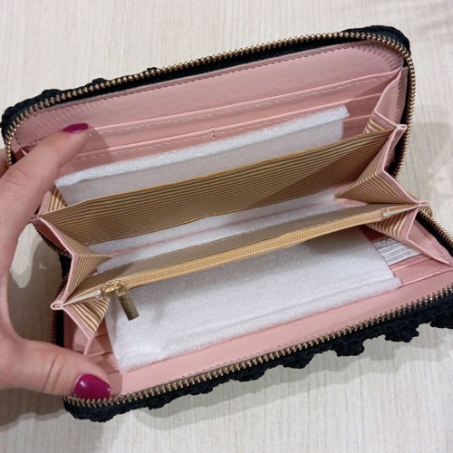 Handmade black knitted wallet new