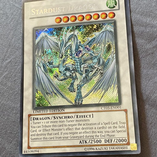 Stardust Dragon secret rare Yu-Gi-Oh! card CT05-EN001