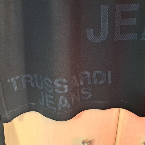 Trussardi Jeans long-sleeve shirt new, black with gray letters, size S