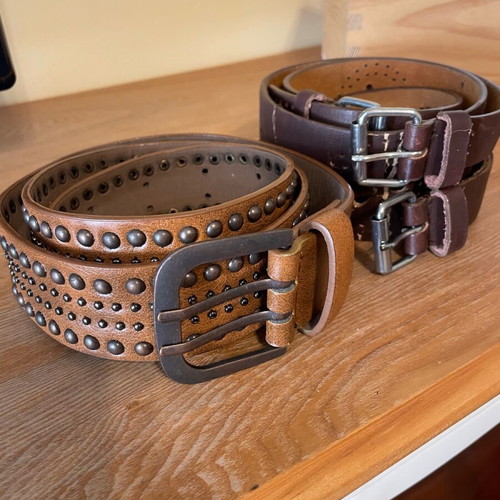 Women's belts used, brown, set of 2 pieces