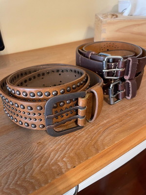 Women's belts used, brown, set of 2 pieces