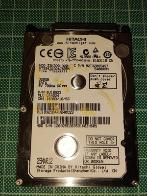 Σκληρός δίσκος Hitachi HGST 320GB HTS543232A7A384 2.5" σαν καινούργιος
