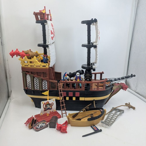 Fisher Price Imaginext Pirate Raider Ship used, some missing parts
