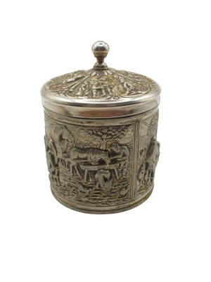 Silver Plated Relief Box used, Douwe Egberts Holland 1950s