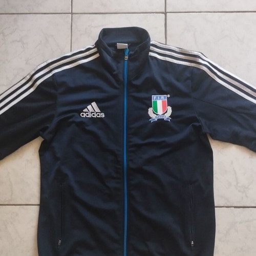 Italy National Rugby Jacket Adidas silver stripes size M-L like new