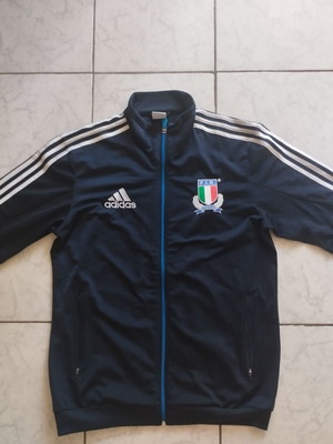 Italy National Rugby Jacket Adidas silver stripes size M-L like new
