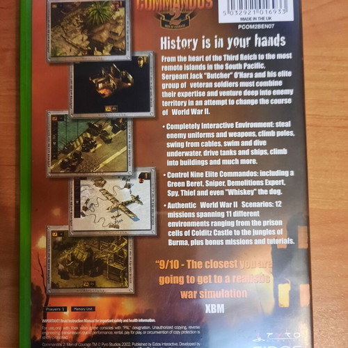 Commandos 2 Men of Courage for Original Xbox like new with manual
