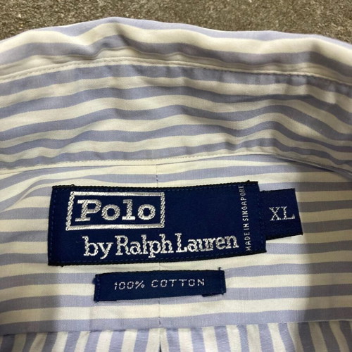 Ralph Lauren light blue and white pinstripe long sleeve shirt, XL, 2 pockets