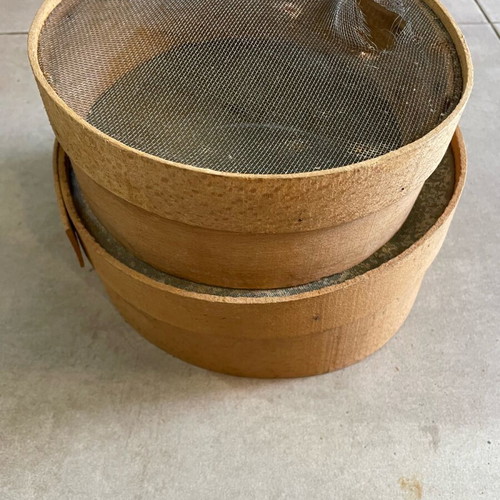 Old handmade sieves used, 1930s era, set of 2