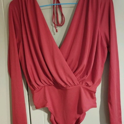 Women's long-sleeve bodysuit H&M red new, size S