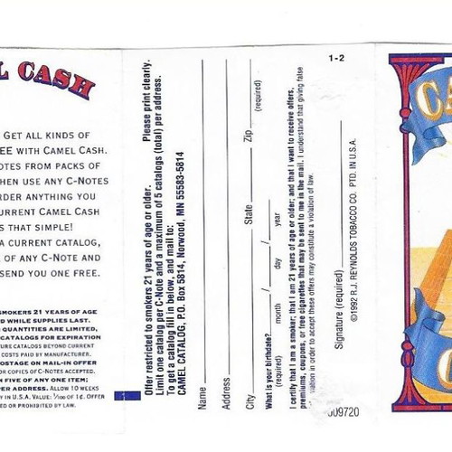 Camel collectible coupon used from 1990