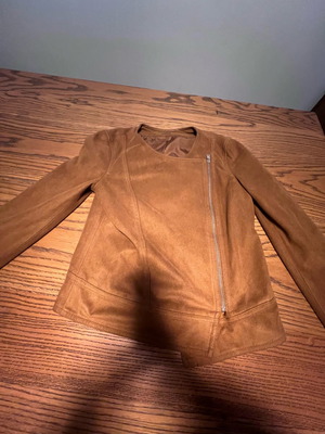 Benetton suede rework camel brown jacket with zipper like new