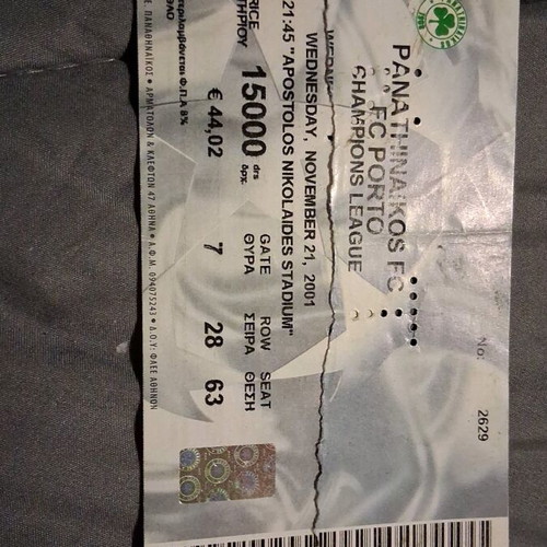 Old sports tickets used