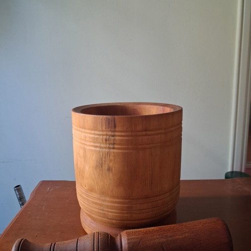 Large wooden mortar and pestle
