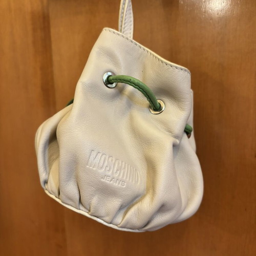 Moschino Jeans vintage leather mini bucket bag with cherry details
