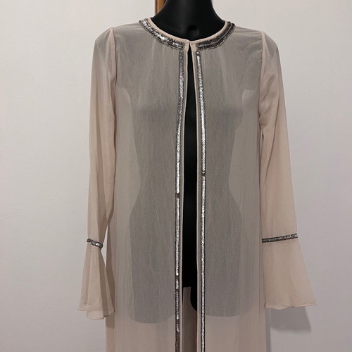 Mango summer coat caftan Small with sequins beige pink new