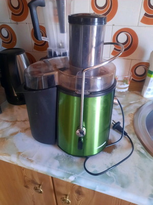 Juicer 1000 watt used, green with 2-liter pulp container