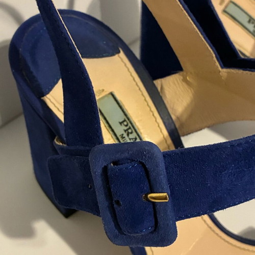 Prada suede sandals used, royal blue, size 37