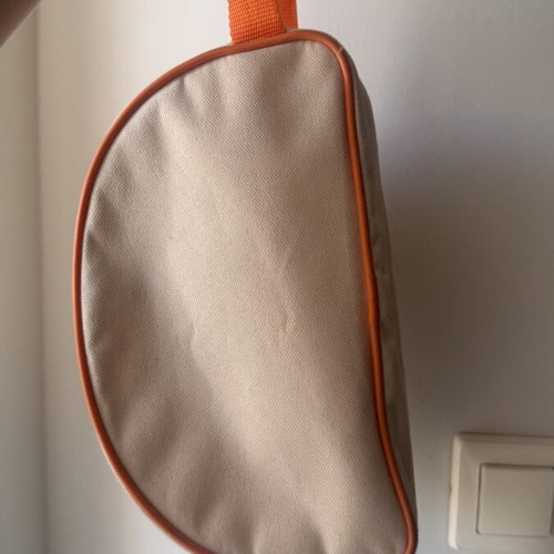 Large zipper travel toiletries pouch H&M like new, beige and orange