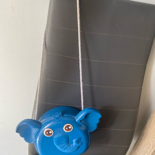 Children's plastic elephant bag used, blue with strap