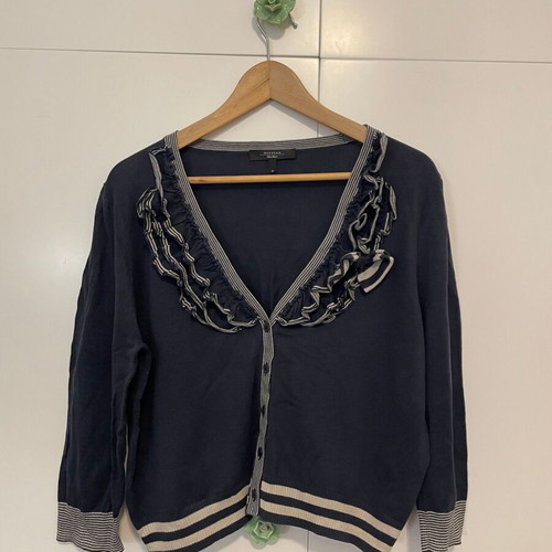 MaxMara blouse-cardigan used, dark blue with beige, size XL