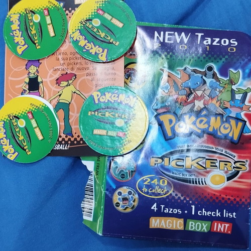 Pokémon tazos new sealed pack with 4 tazos and 1 checklist