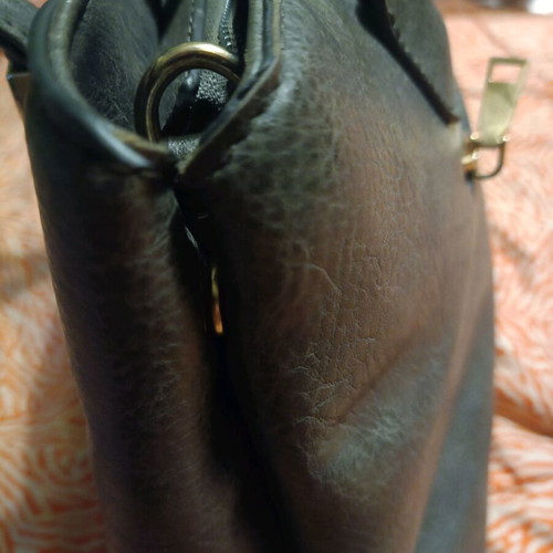 Women's shoulder bag used, grey with zipper and clips