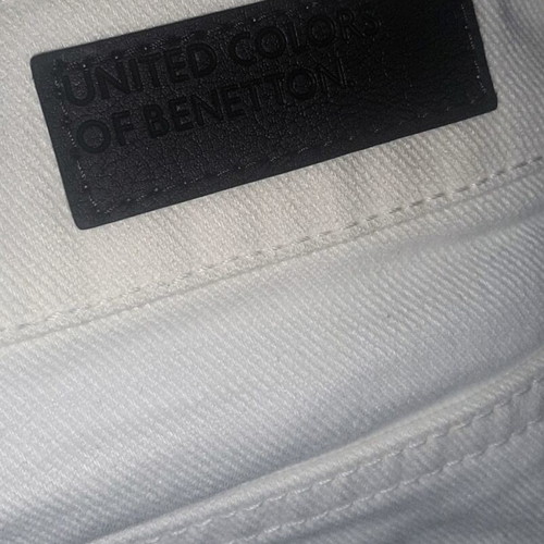 Benetton denim pants white XL 34 new, wide bell-bottom fit