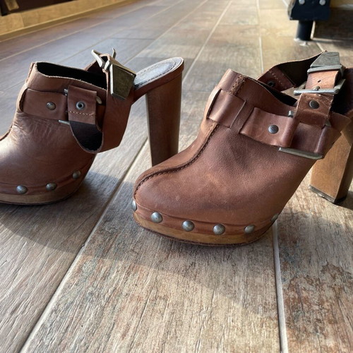 Mule shoes like new, brown, size 38, leather heels