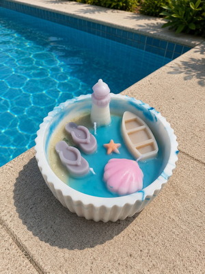 Handmade scented candle with soy wax and reusable porcelain container