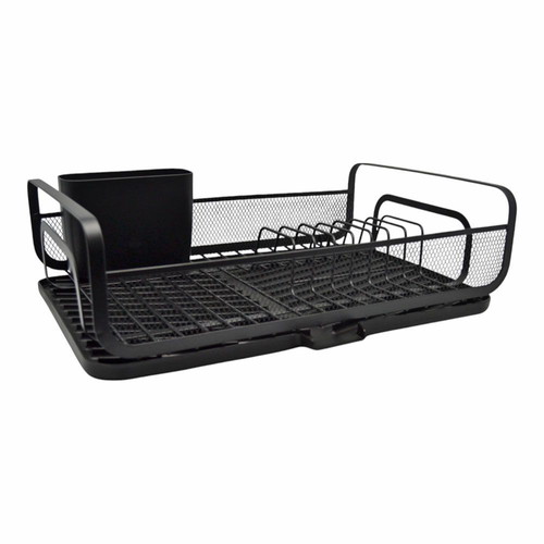 Metal dish rack with black matte tray and cutlery holder new