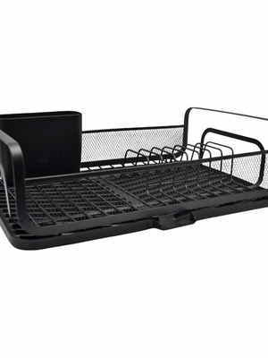 Metal dish rack with black matte tray and cutlery holder new