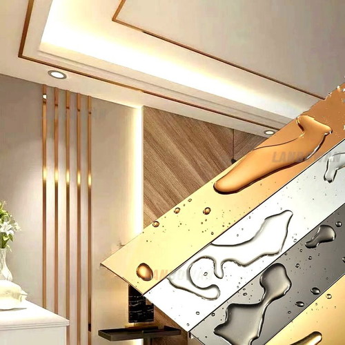 Gold decorative moldings set of 2 with mirror effect