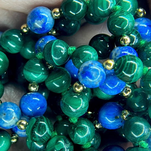 Malachite and Lapis Lazuli Necklace 80cm new