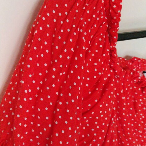ZARA set skirt XS and crop top S polka dot like new, red and white