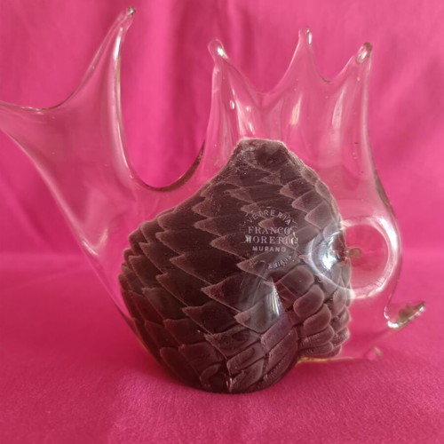 Murano vintage glass tropical fish sculpture by Franco Moretti like new