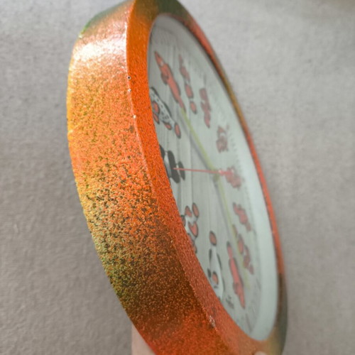 Glowing wall clock with clownfish, handmade