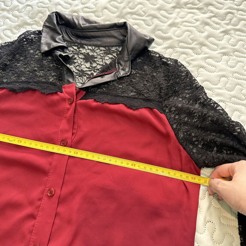 Bordeaux Shirt with Lace and Leather like new, made in Italy