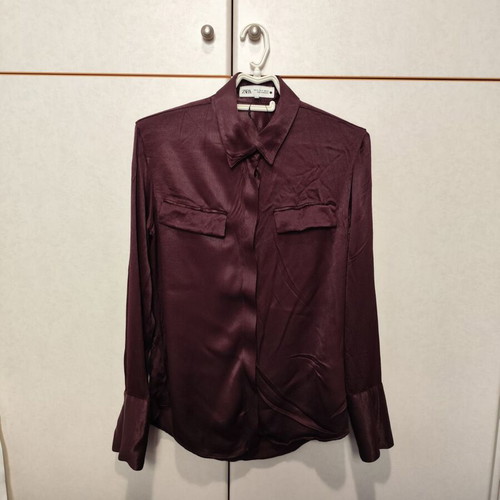 Shiny Zara shirt new, burgundy, size M