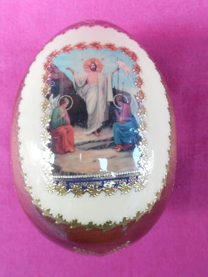 Wooden decoration with Resurrection of the Lord theme like new with bronze details