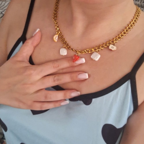 Stradivarius Summer Necklace with Fruits and Shells New