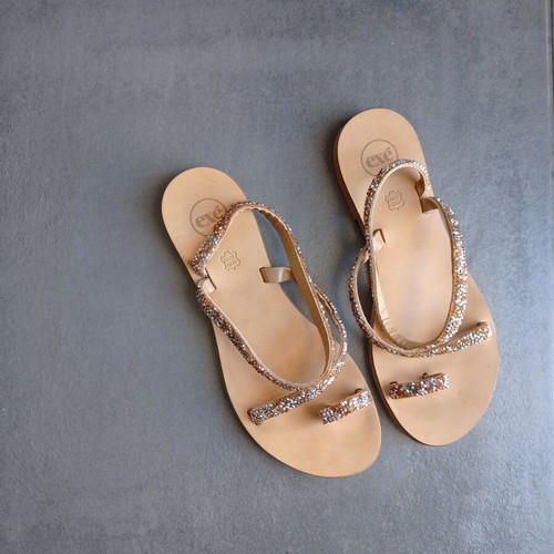 Exe sandals like new, gold and silver leather, size 38