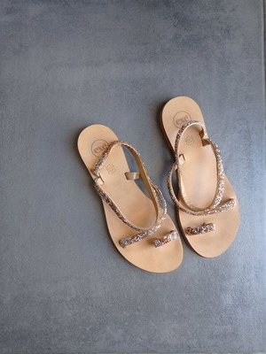 Exe sandals like new, gold and silver leather, size 38