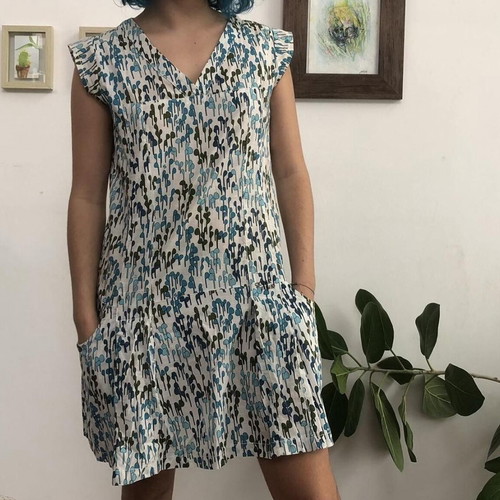 Vintage tailormade evening dress like new, size M, white and blue