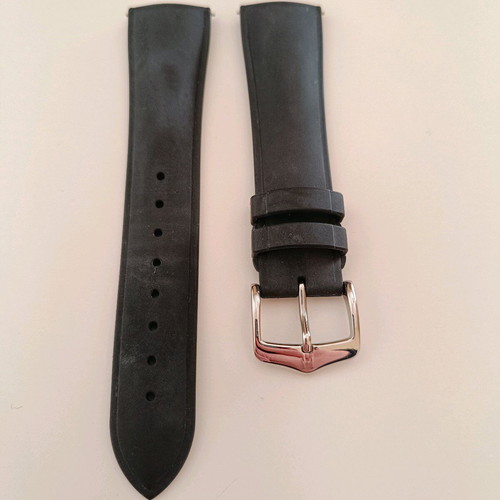 Hirsch Urbane Premium rubber watch strap like new, black 22mm
