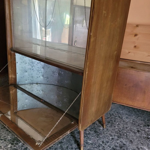Vintage buffet used from 1950 with glass shelf and mirror