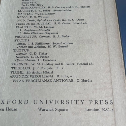 Oxford stereotypical editions used, set of 8 books with ancient text