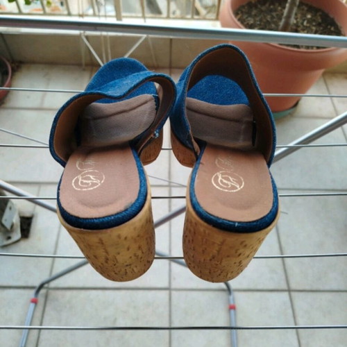 Silia D denim fabric mules like new, size 38, blue